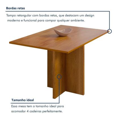 Imagem de Conjunto Sala de Jantar Mesa Retangular com 4 Cadeiras Carol