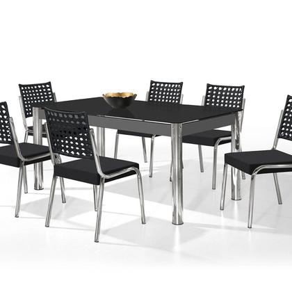 Imagem de Conjunto Sala de Jantar Mesa Retangular com 6 Cadeiras Natani