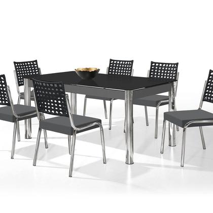 Imagem de Conjunto Sala de Jantar Mesa Retangular com 6 Cadeiras Natani