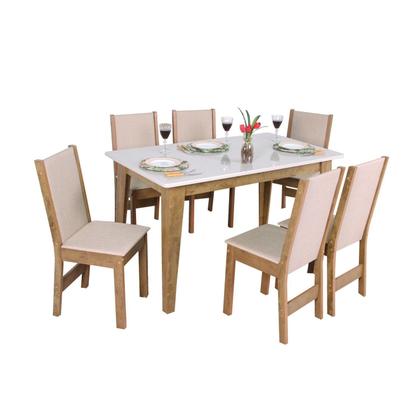Imagem de Conjunto Sala de Jantar Mesa Retangular Giovana com 6 Cadeiras Nobre