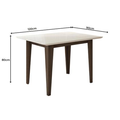 Imagem de Conjunto Sala de Jantar Mesa Retangular Kate com vidro 120cm e 4 Cadeiras Jade Amêndoa/Off White - Poliman