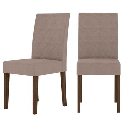 Imagem de Conjunto Sala de Jantar Mesa Retangular Kate com vidro 120cm e 4 Cadeiras Jade Amêndoa/Off White - Poliman