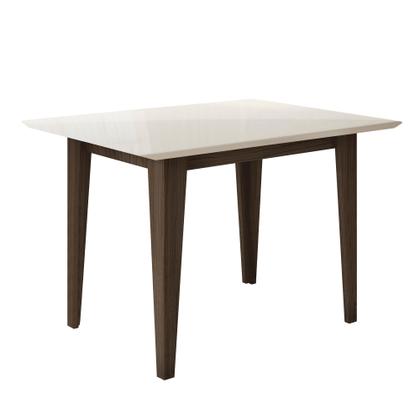 Imagem de Conjunto Sala de Jantar Mesa Retangular Kate com vidro 120cm e 4 Cadeiras Jade Amêndoa/Off White - Poliman