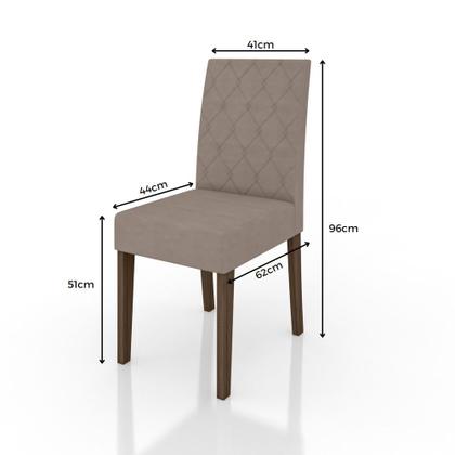 Imagem de Conjunto Sala de Jantar Mesa Retangular Kate com vidro 120cm e 4 Cadeiras Jade Amêndoa/Off White - Poliman