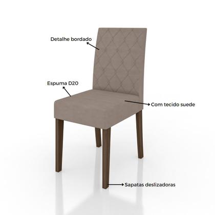 Imagem de Conjunto Sala de Jantar Mesa Retangular Kate com vidro 120cm e 4 Cadeiras Jade Amêndoa/Off White - Poliman