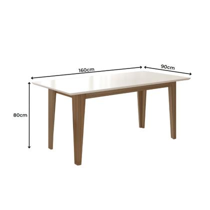 Imagem de Conjunto Sala de Jantar Mesa Retangular Liz 160cm e 6 Cadeiras Linea Carvalho/Off White - Poliman