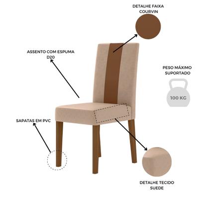 Imagem de Conjunto Sala de Jantar Mesa Retangular Liz 160cm e 6 Cadeiras Linea Carvalho/Off White - Poliman