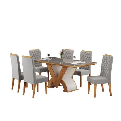 Imagem de Conjunto Sala de Jantar Mesa Retangular Novita com 6 Cadeiras Iza