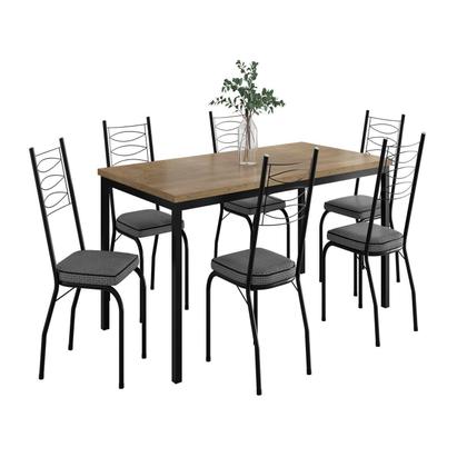 Imagem de Conjunto Sala de Jantar Mesa Retangular Tampo BP com 6 Cadeiras Adriana