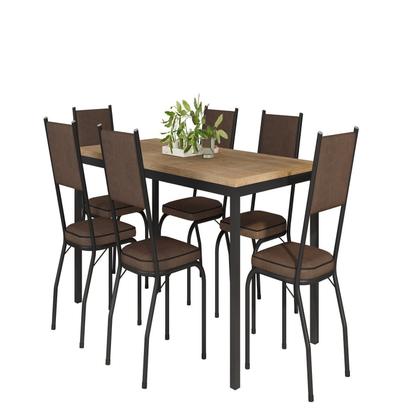 Imagem de Conjunto Sala de Jantar Mesa Retangular Tampo BP com 6 Cadeiras Adriana