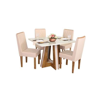Imagem de Conjunto Sala de Jantar Mesa Retangular Vitória com 4 Cadeiras Itália com Apliques
