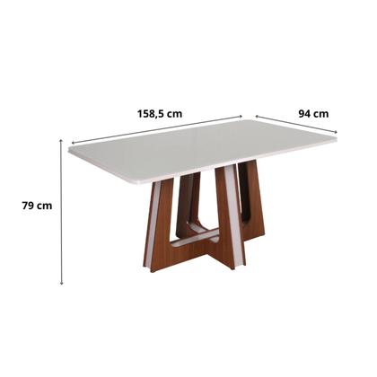 Imagem de Conjunto Sala de Jantar Mesa Retangular Vitória com 6 Cadeiras Helena com Apliques