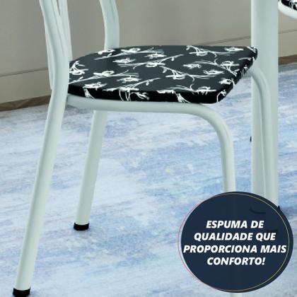 Imagem de Conjunto Sala De Jantar Mesa Sara Com 4 Cadeiras Diva 1,20m Granito Branco/Floral Artefamol