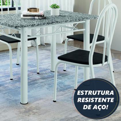 Imagem de Conjunto Sala De Jantar Mesa Sara Com 4 Cadeiras Diva 1,20m Granito Branco/Preto Artefamol