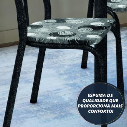 Imagem de Conjunto Sala De Jantar Mesa Sara Com 6 Cadeiras Diva 1,40m Granito Preto Craquelado/Folha Artefamol