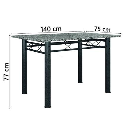 Imagem de Conjunto Sala De Jantar Mesa Sara Com 6 Cadeiras Diva 1,40m Granito Preto Craquelado/Folha Artefamol