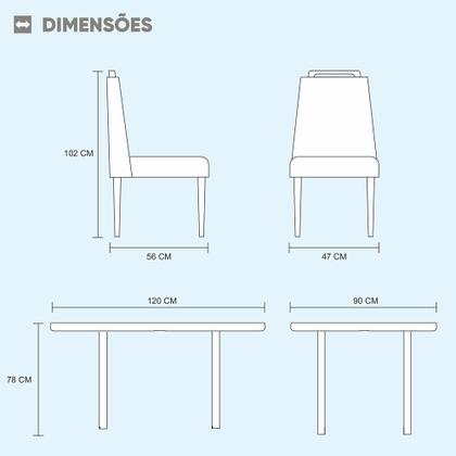 Imagem de Conjunto Sala de Jantar Mesa Slim Pé Palito e 4 Cadeiras Veludo Safira Móveis Mundial