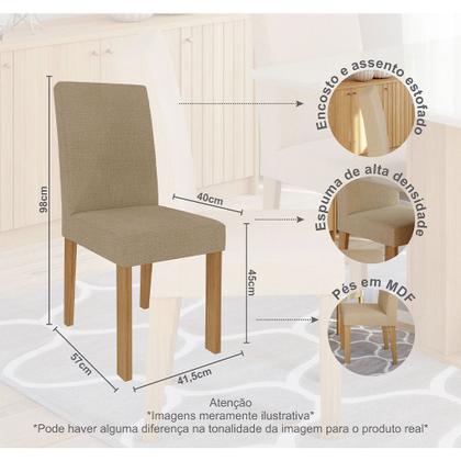 Imagem de Conjunto Sala de Jantar Mesa Sophia Tampo MDF/VIDRO com 4 Cadeiras Maia Cimol Nature/Off White/Gengibre