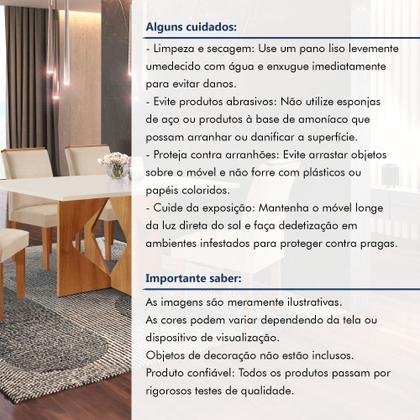 Imagem de Conjunto Sala de Jantar Mesa Tampo Dakota Plus 120x80cm com 4 Cadeiras Laura Marrom/Cinamomo/Off White/Suede Pena