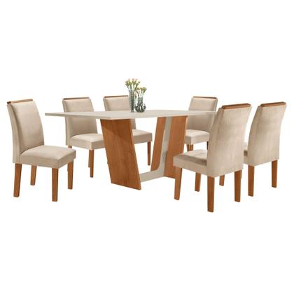 Imagem de Conjunto Sala de Jantar Mesa Tampo Dakota Plus 160x80cm com 6 Cadeiras Luisa Yescasa