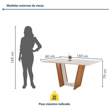 Conjunto Sala de Jantar Mesa Tampo Dakota Plus 160x80cm com 6 Cadeiras Luisa Yescasa Imagem de Conjunto Sala de Jantar Mesa Tampo Dakota Plus 160x80cm com 6 Cadeiras Luisa Yescasa