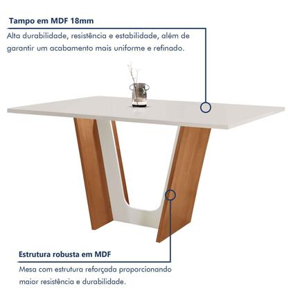 Conjunto Sala de Jantar Mesa Tampo Dakota Plus 160x80cm com 6 Cadeiras Luisa Yescasa Imagem de Conjunto Sala de Jantar Mesa Tampo Dakota Plus 160x80cm com 6 Cadeiras Luisa Yescasa