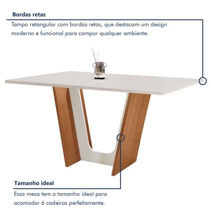 Conjunto Sala de Jantar Mesa Tampo Dakota Plus 160x80cm com 6 Cadeiras Luisa Yescasa Imagem de Conjunto Sala de Jantar Mesa Tampo Dakota Plus 160x80cm com 6 Cadeiras Luisa Yescasa
