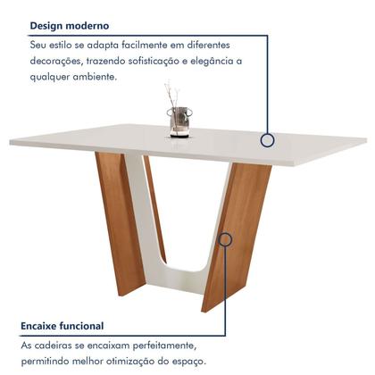 Conjunto Sala de Jantar Mesa Tampo Dakota Plus 160x80cm com 6 Cadeiras Luisa Yescasa Imagem de Conjunto Sala de Jantar Mesa Tampo Dakota Plus 160x80cm com 6 Cadeiras Luisa Yescasa