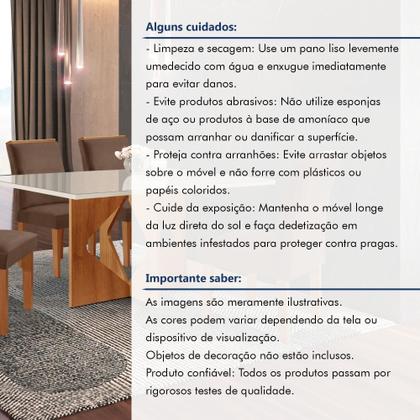 Imagem de Conjunto Sala de Jantar Mesa Tampo Dakota Plus Vidro 120x80cm com 4 Cadeiras Laura Yescasa