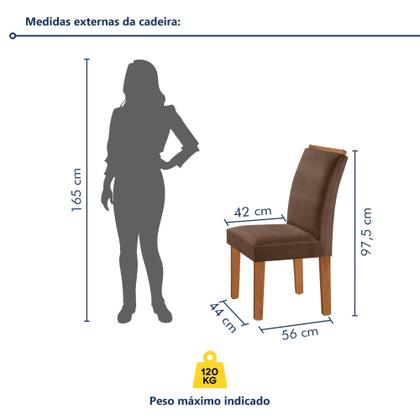 Imagem de Conjunto Sala de Jantar Mesa Tampo Dakota Plus Vidro 120x80cm com 4 Cadeiras Luisa Yescasa