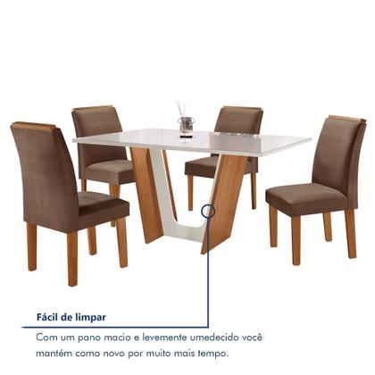 Imagem de Conjunto Sala de Jantar Mesa Tampo Dakota Plus Vidro 120x80cm com 4 Cadeiras Luisa Yescasa