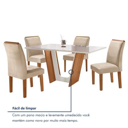 Imagem de Conjunto Sala de Jantar Mesa Tampo Dakota Plus Vidro 120x80cm com 4 Cadeiras Luisa Yescasa