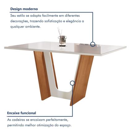 Imagem de Conjunto Sala de Jantar Mesa Tampo Dakota Plus Vidro 120x80cm com 4 Cadeiras Luisa Yescasa