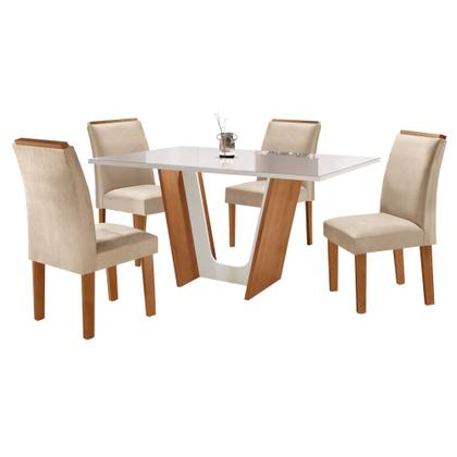 Imagem de Conjunto Sala de Jantar Mesa Tampo Dakota Plus Vidro 120x80cm com 4 Cadeiras Luisa Yescasa