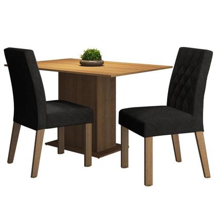 Conjunto Sala de Jantar Mesa Tampo de Madeira 2 Cadeiras Rustic/Oxford Tainá Madesa Imagem de Conjunto Sala de Jantar Mesa Tampo de Madeira 2 Cadeiras Rustic/Oxford Tainá Madesa