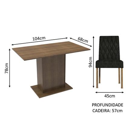 Conjunto Sala de Jantar Mesa Tampo de Madeira 2 Cadeiras Rustic/Oxford Tainá Madesa Imagem de Conjunto Sala de Jantar Mesa Tampo de Madeira 2 Cadeiras Rustic/Oxford Tainá Madesa
