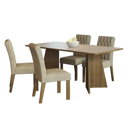Imagem de Conjunto Sala de Jantar Mesa Tampo de Madeira 4 Cadeiras Ruby Madesa