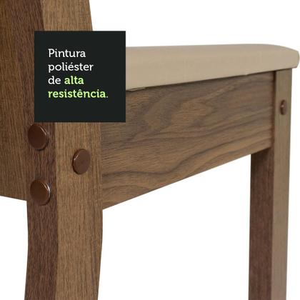 Conjunto Sala de Jantar Mesa Tampo de Madeira 4 Cadeiras Rustic/Bege Marilyn Madesa Imagem de Conjunto Sala de Jantar Mesa Tampo de Madeira 4 Cadeiras Rustic/Bege Marilyn Madesa