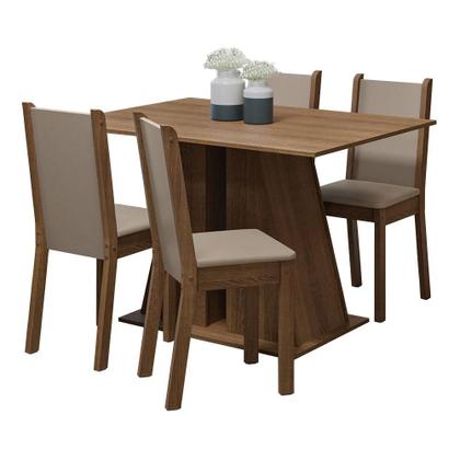 Imagem de Conjunto Sala de Jantar Mesa Tampo de Madeira 4 Cadeiras Rustic/Bege Sophie Madesa