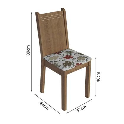 Imagem de Conjunto Sala De Jantar Mesa Tampo De Madeira 4 Cadeiras Rustic/cinza/floral Hibiscos Samara Madesa