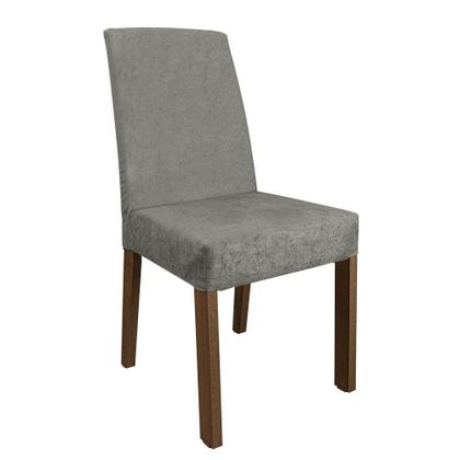 Imagem de Conjunto Sala de Jantar Mesa Tampo de Madeira 4 Cadeiras Rustic/Cinza/Silver Keila Madesa