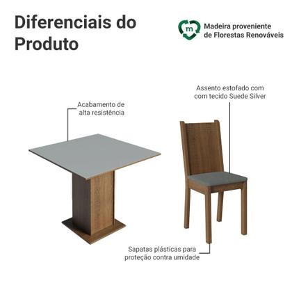 Imagem de Conjunto Sala de Jantar Mesa Tampo de Madeira 4 Cadeiras Rustic/Cinza/Silver Samara Madesa