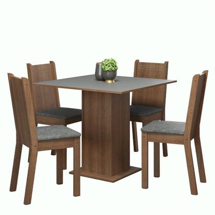 Imagem de Conjunto Sala de Jantar Mesa Tampo de Madeira 4 Cadeiras Rustic/Cinza/Silver Samara Madesa