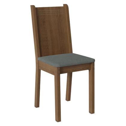 Imagem de Conjunto Sala de Jantar Mesa Tampo de Madeira 4 Cadeiras Rustic/Cinza/Silver Samara Madesa