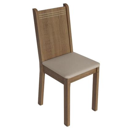 Imagem de Conjunto Sala de Jantar Mesa Tampo de Madeira 4 Cadeiras Rustic/Crema/Bege Marilyn Madesa