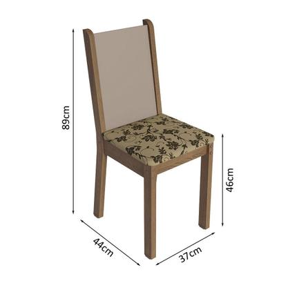 Imagem de Conjunto Sala de Jantar Mesa Tampo de Madeira 4 Cadeiras Rustic/Crema/Bege Marrom Alana Madesa