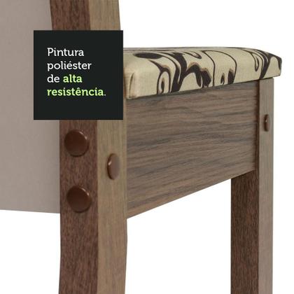 Imagem de Conjunto Sala de Jantar Mesa Tampo de Madeira 4 Cadeiras Rustic/Crema/Bege Marrom Alana Madesa