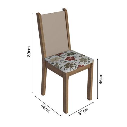 Imagem de Conjunto Sala de Jantar Mesa Tampo de Madeira 4 Cadeiras Rustic/Crema/ Hibiscos Briana Madesa
