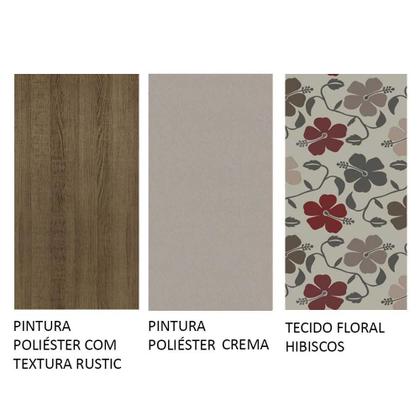 Imagem de Conjunto Sala de Jantar Mesa Tampo de Madeira 4 Cadeiras Rustic/Crema/Hibiscos Sophie Madesa
