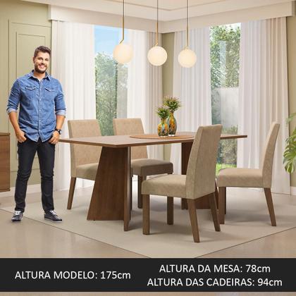Imagem de Conjunto Sala de Jantar Mesa Tampo de Madeira 4 Cadeiras Rustic/Crema/Imperial April Madesa